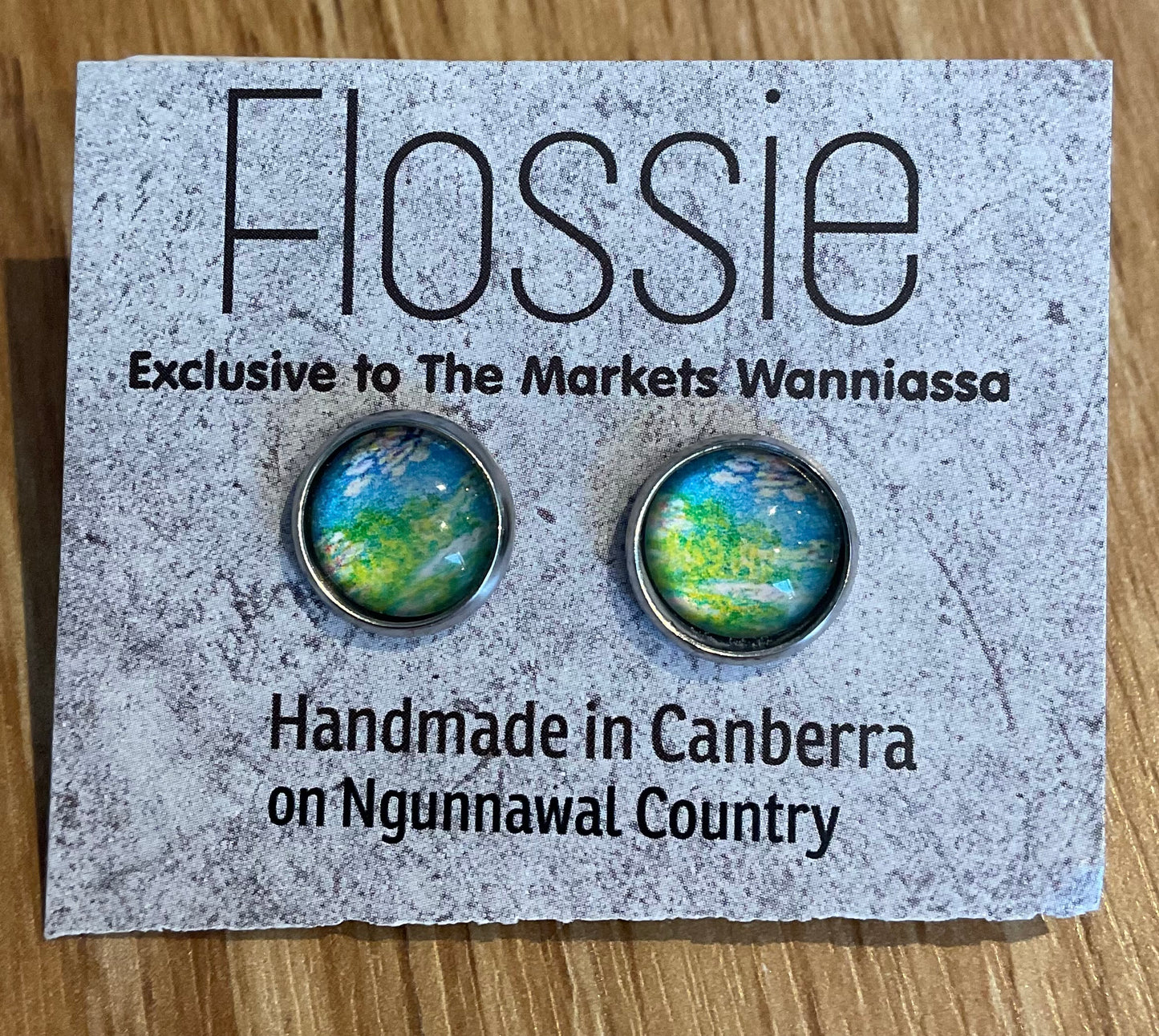 *Earrings Landscape Glass Dome Studs