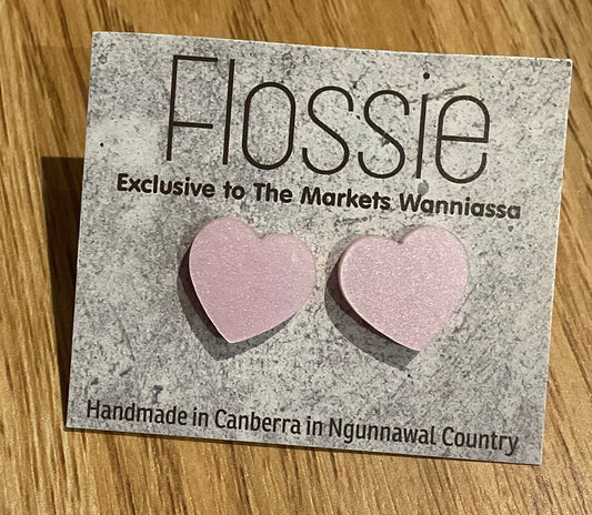 *Earrings Sheeny Pink Heart Studs