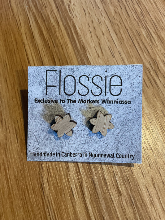 *Earrings Flower Wooden Studs