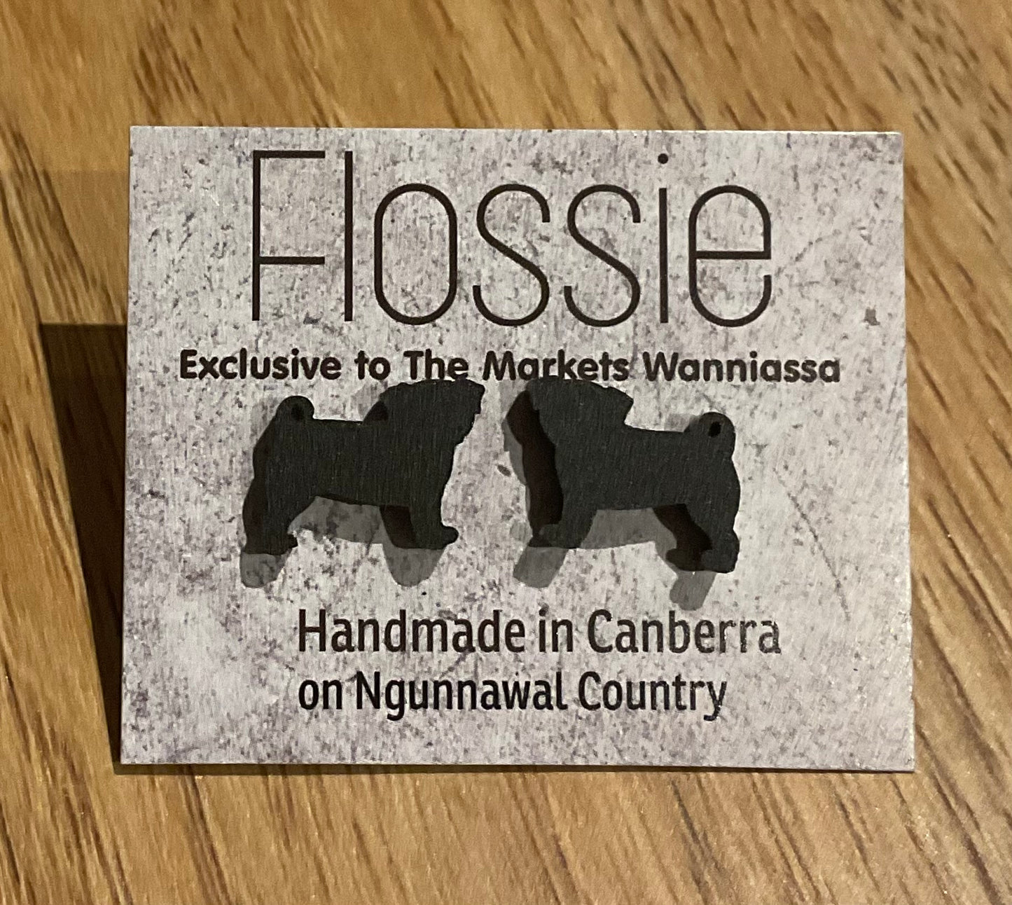 *Earrings Black Pug Studs