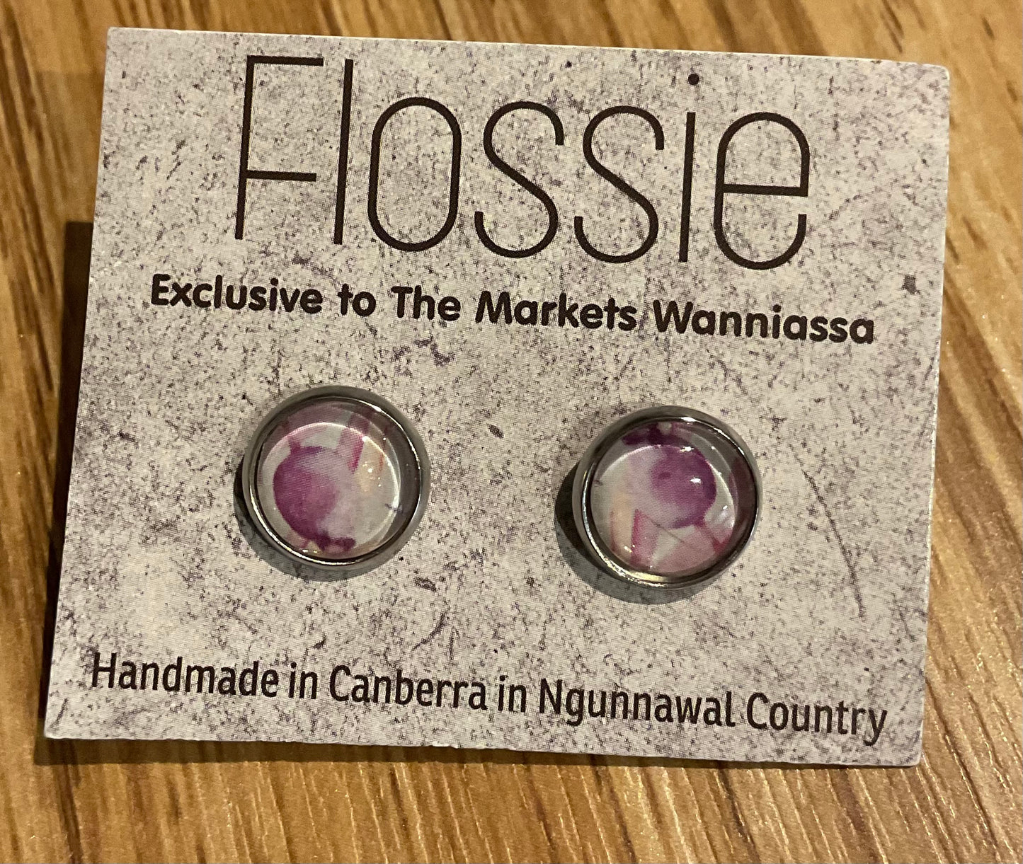 *Earrings Printed Glass Dome Studs
