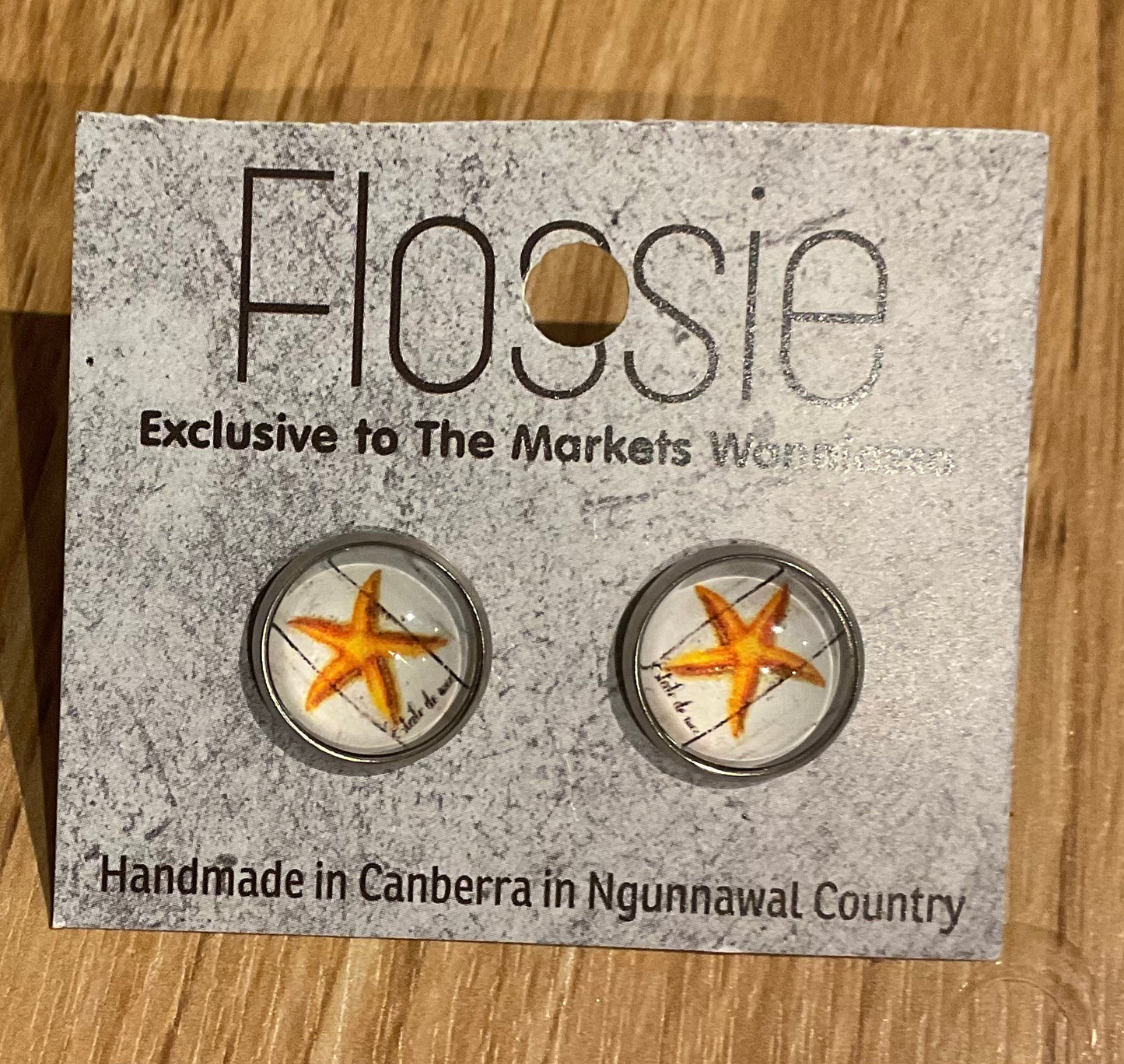 *Earrings Starfish Glass Studs