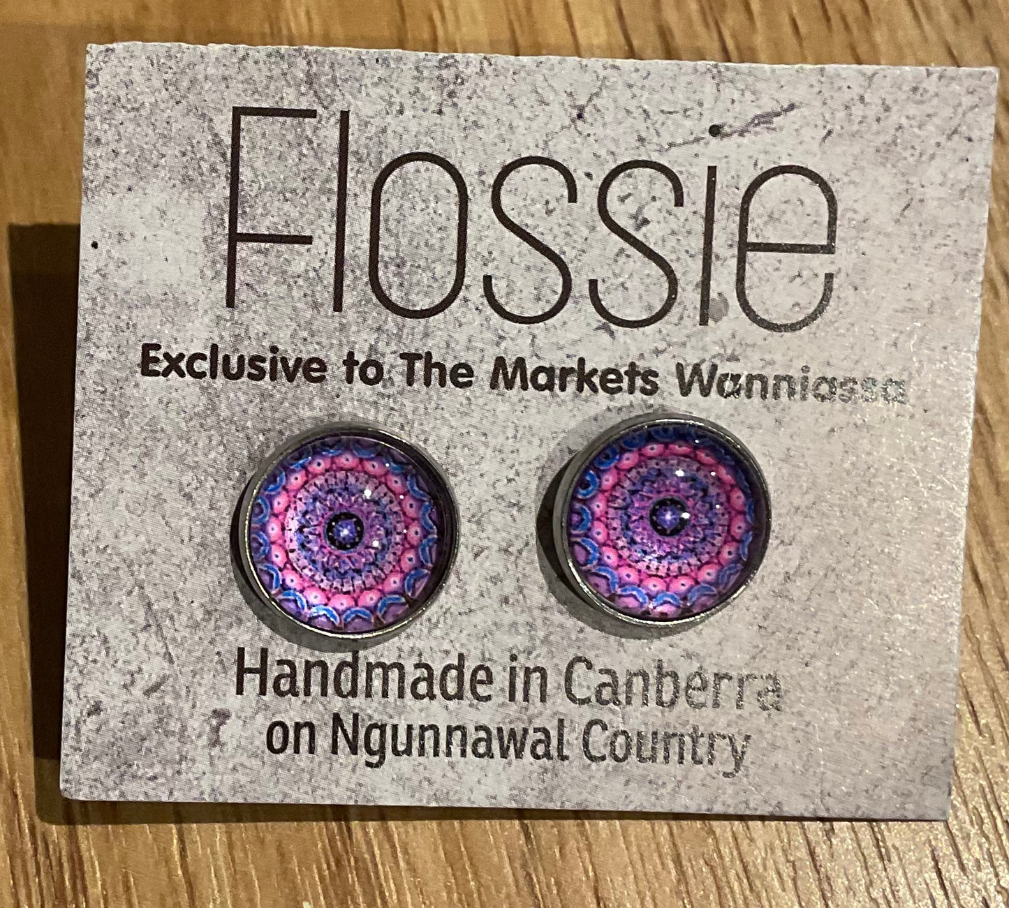 *Earrings Purple Mandala Glass Studs
