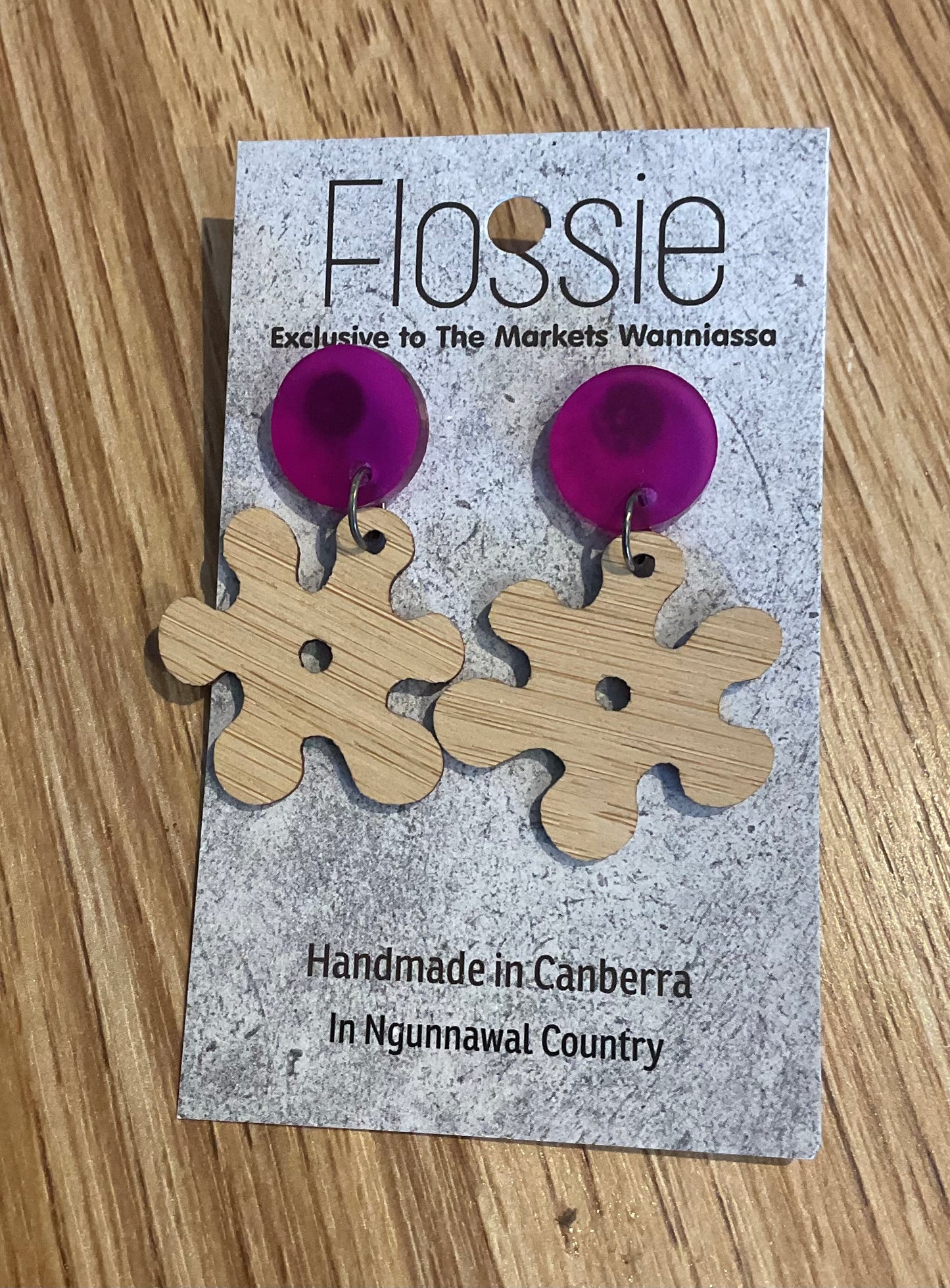 *Earrings Wooden Blob Dangles