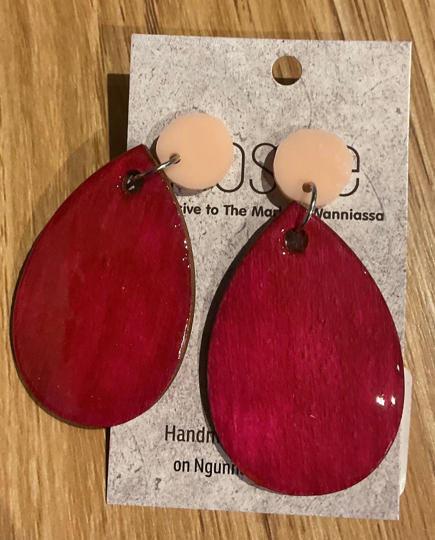*Earrings Hand Painted Pink Resin Dangles