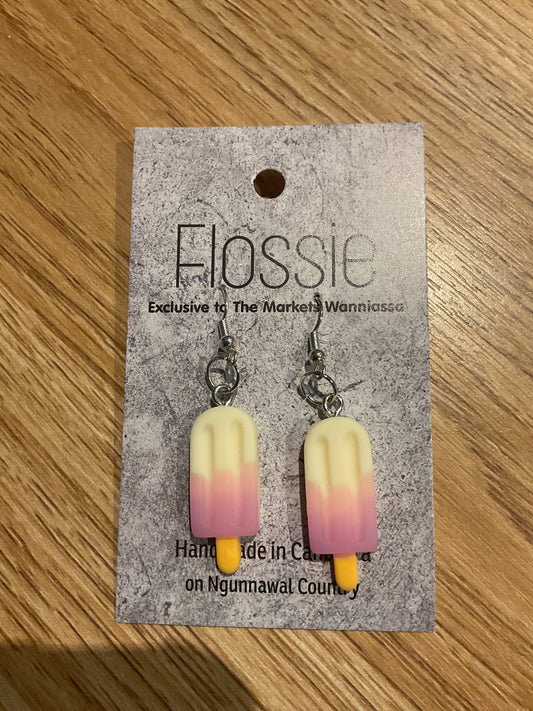 *Earrings Vanilla Strawberry Ice Cream Dangles