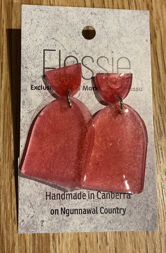 *Earrings Resin Pink U Shaped Dangles