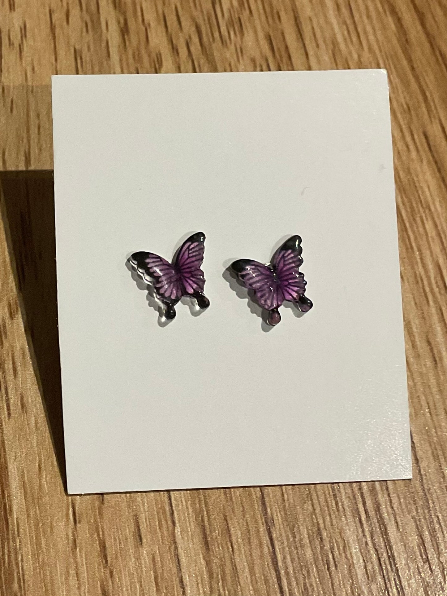 *Earrings Teeny Purple Butterfly Studs