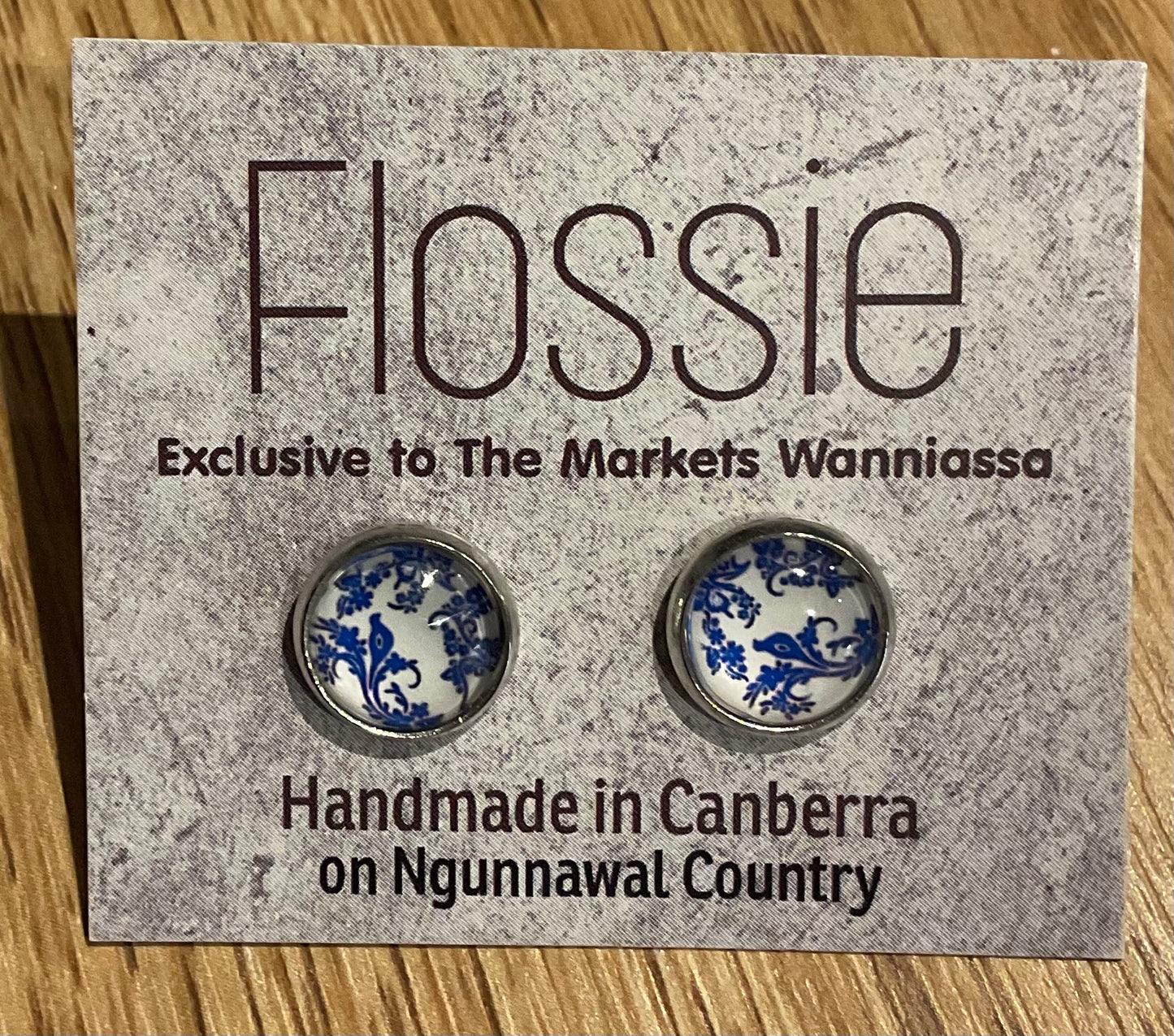 *Earrings Printed Glass Dome Studs