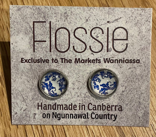 *Earrings Printed Glass Dome Studs