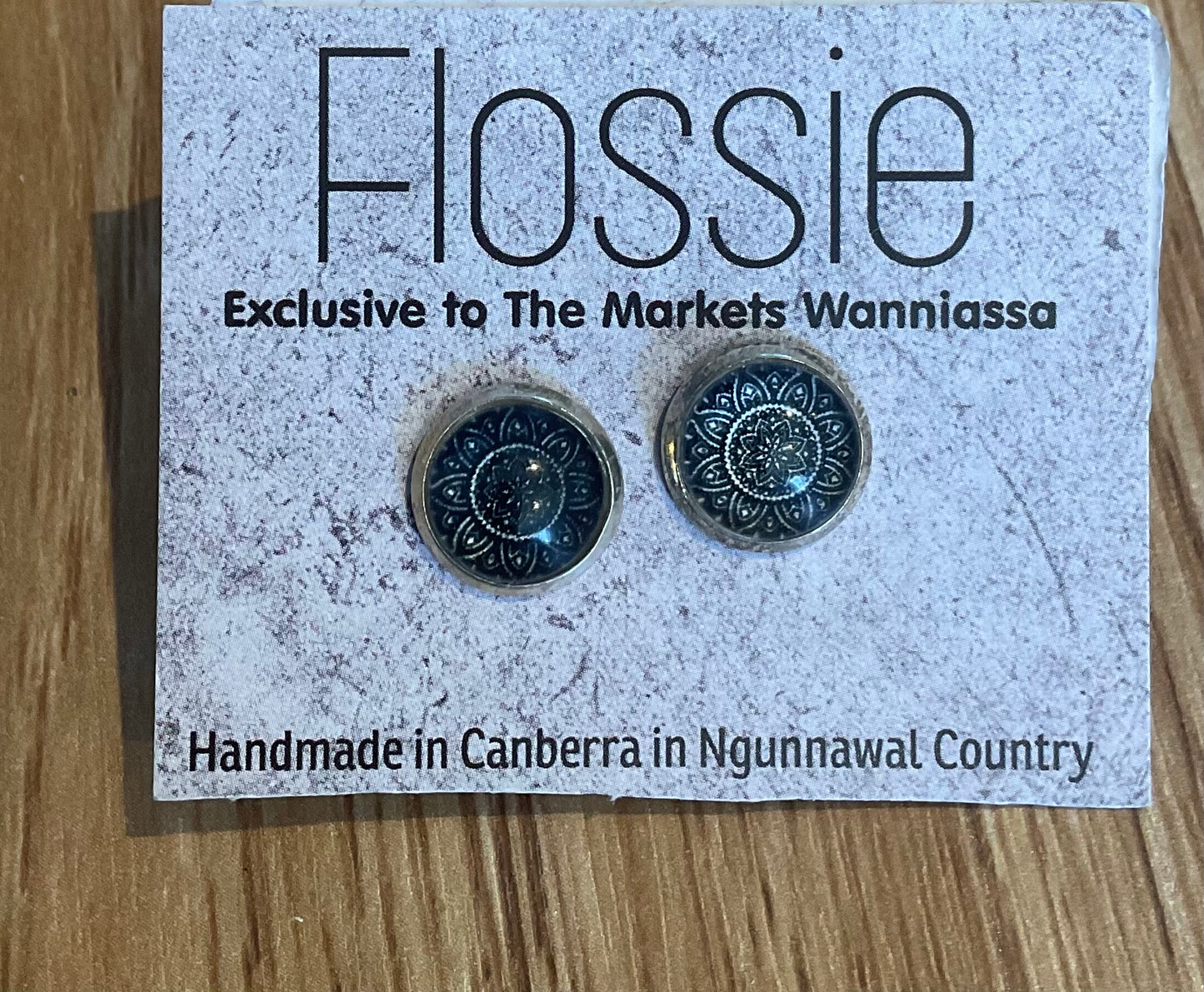 *Earrings Mandala Glass Dome Studs