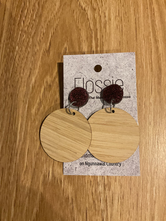 Earrings Bamboo Circle with Glitter Dangles