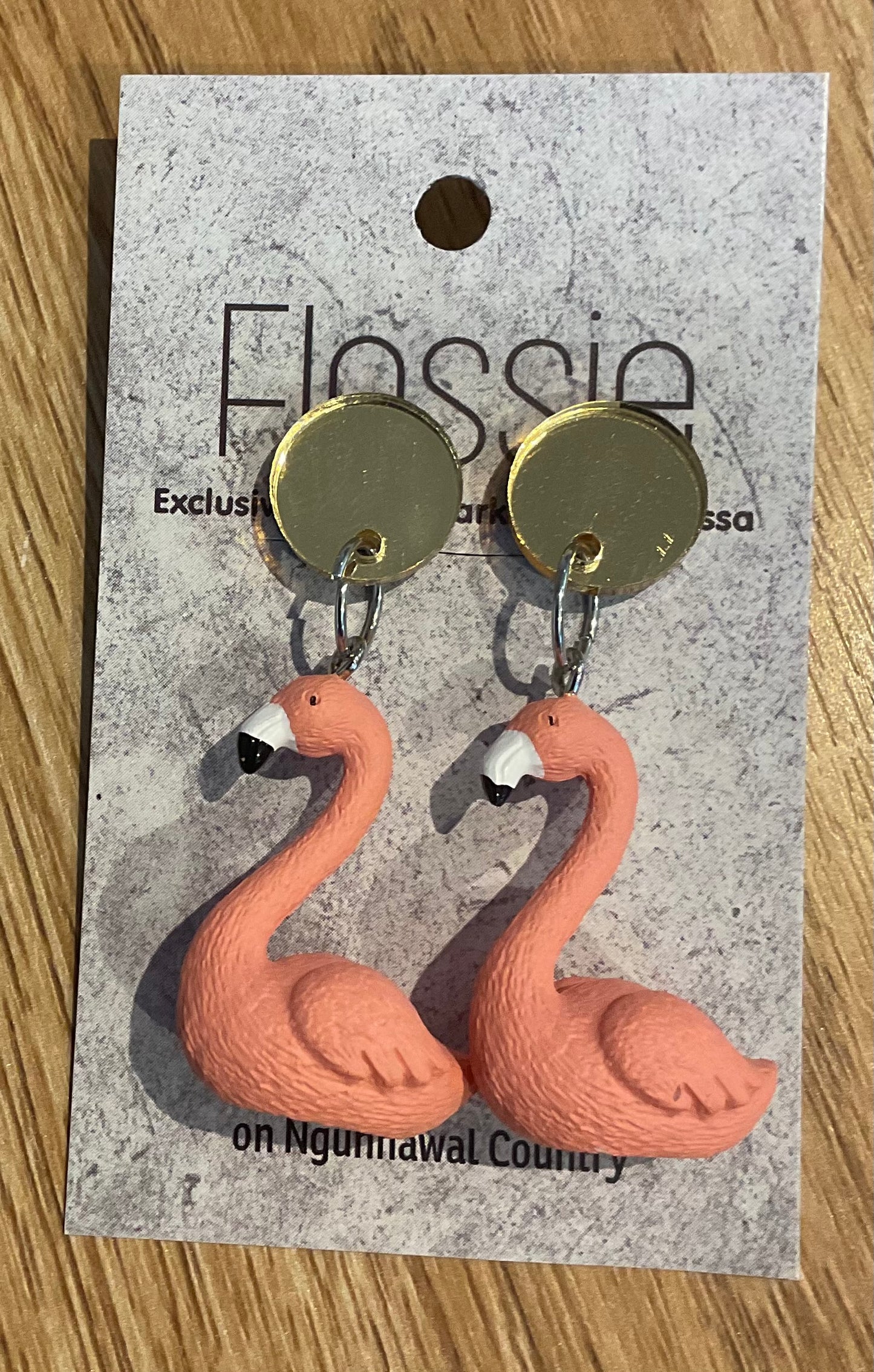 *Earrings Clip on Dangles Flamingoes