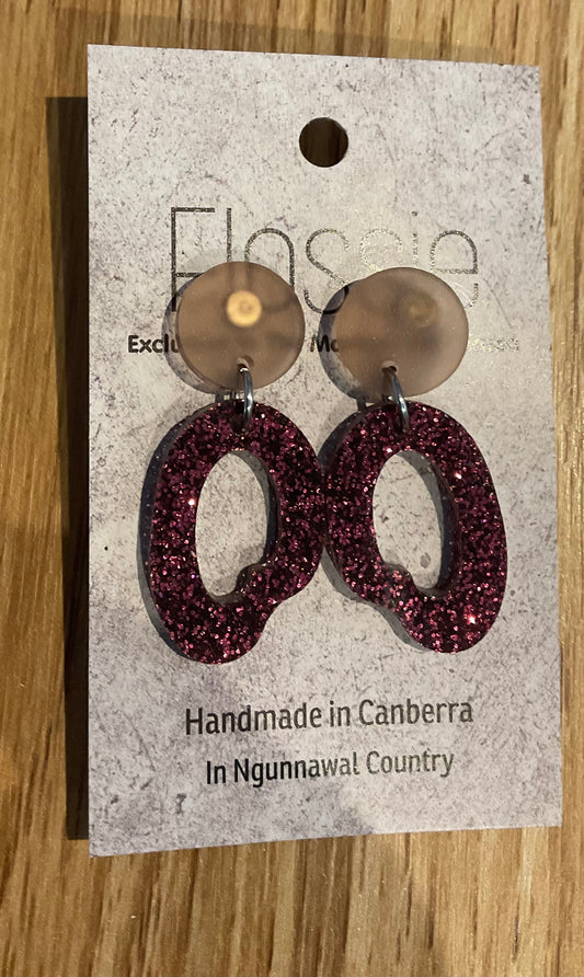 *Earrings Acrylic Pink Glitter Dangles
