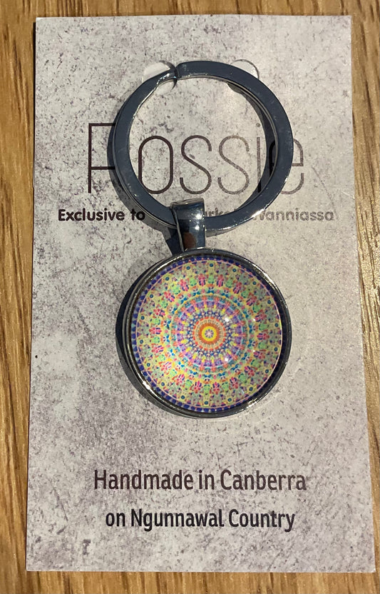 *Glass Dome Keychain Silver