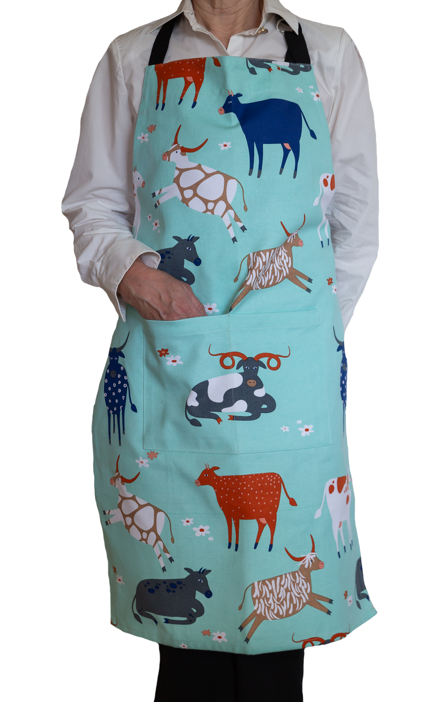 Apron - Green Cow