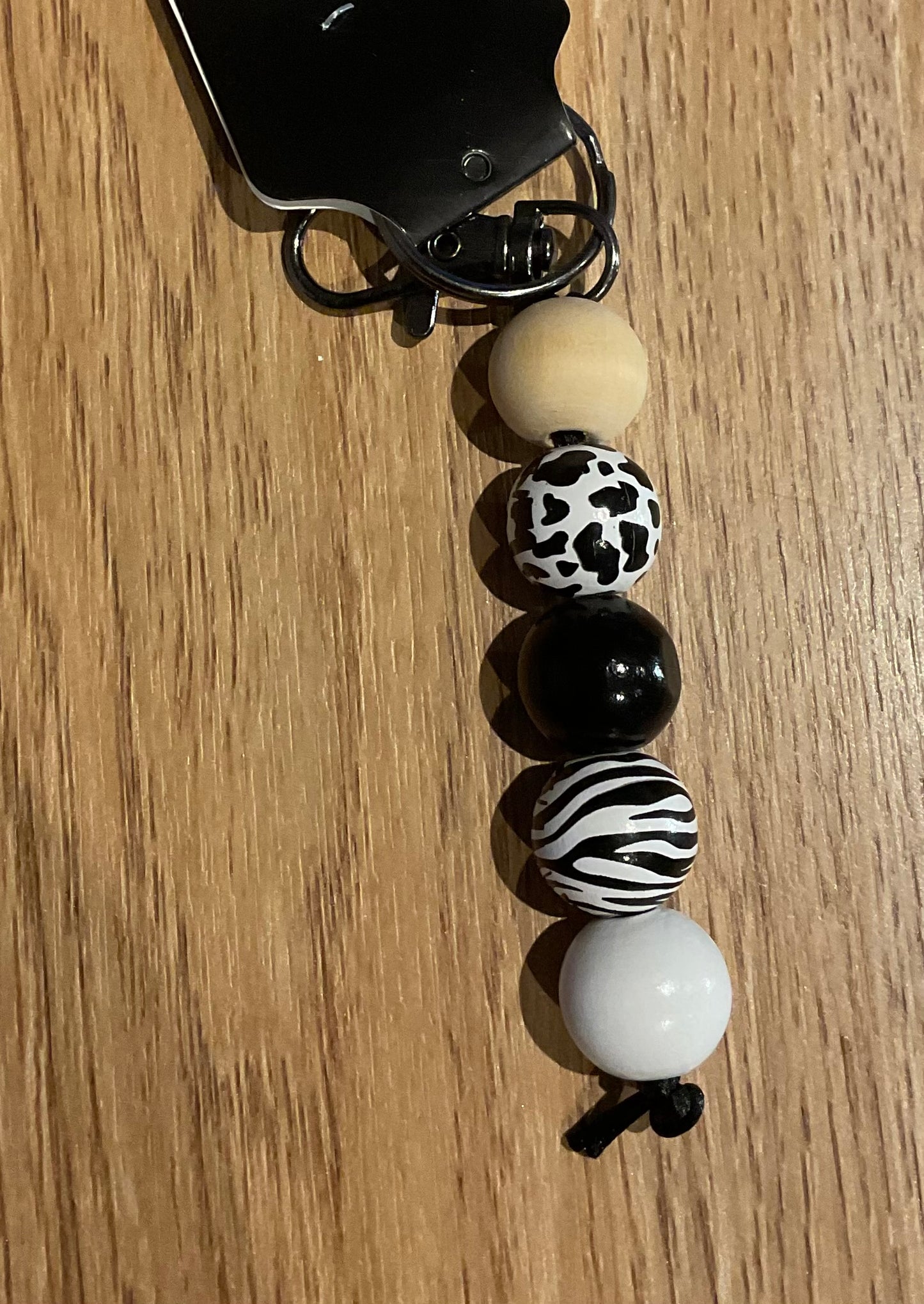 *Beaded Keychain Black and White