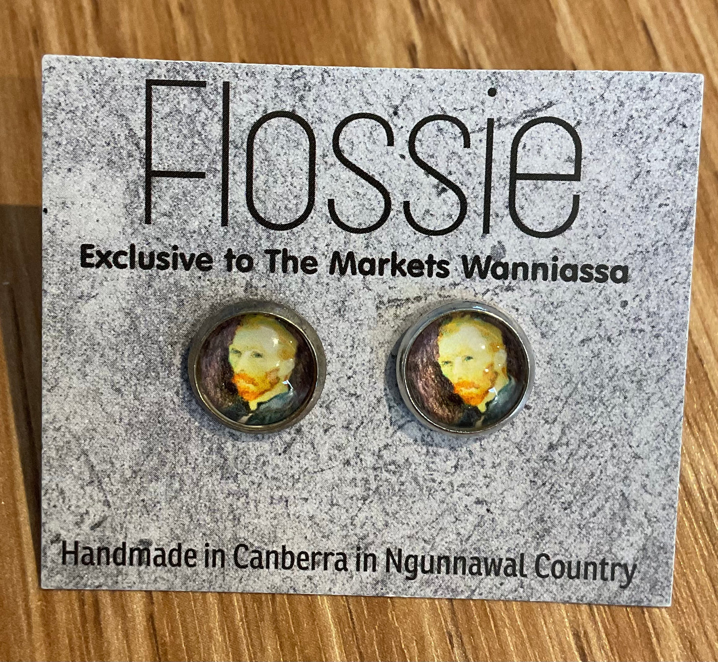 *Earrings Face Glass Dome Studs