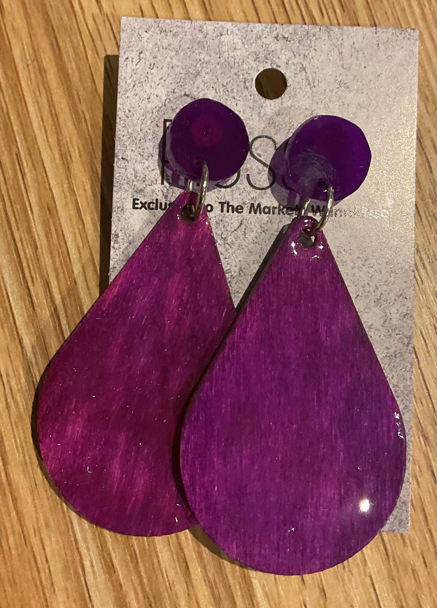 *Earrings Hand Painted Purple Resin Dangles