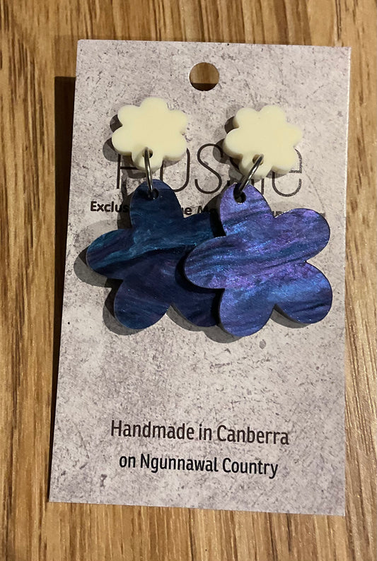 *Earrings Acrylic Marble Flower Dangles
