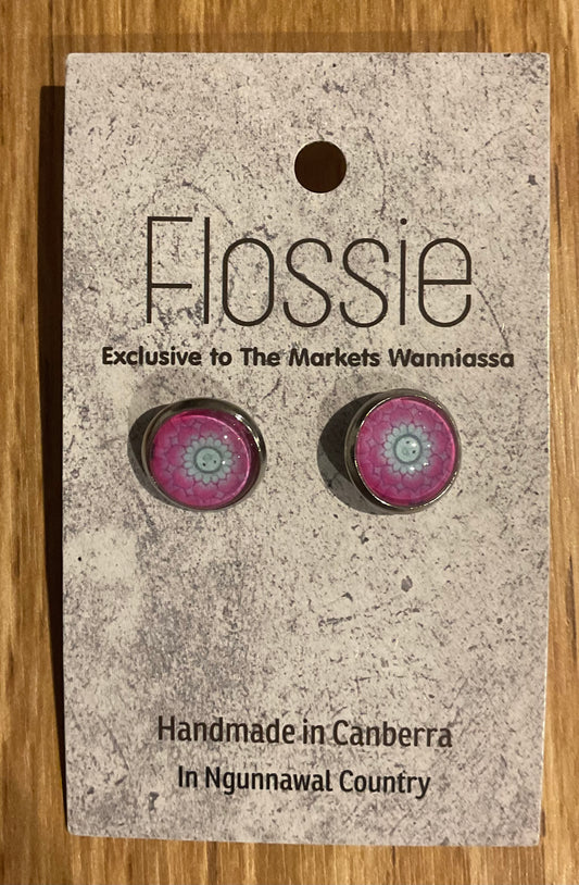 *Earrings Pink Mandala Glass Studs