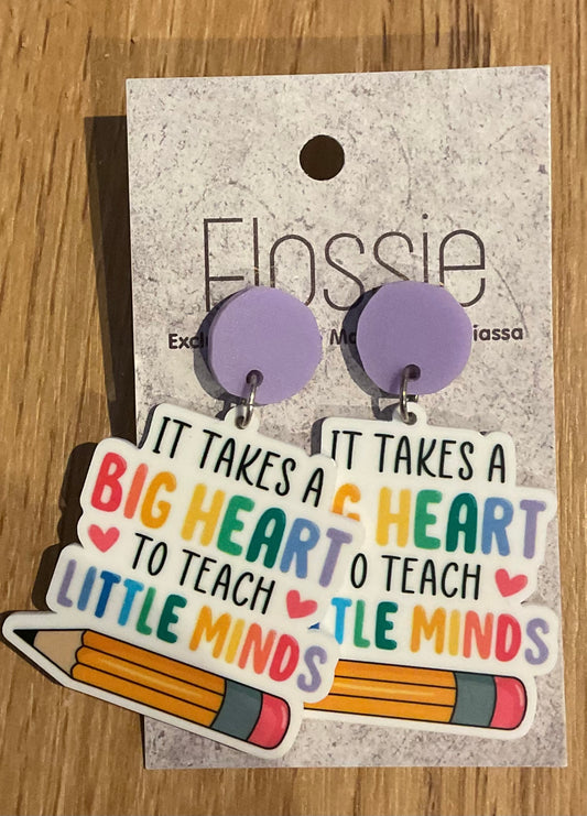 *Earrings Big Heart Teacher Dangles