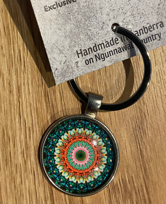*Glass Dome Keychain Silver