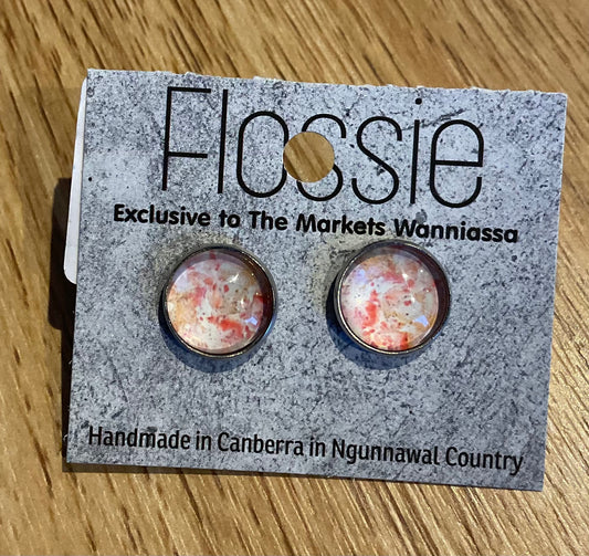 *Earrings Marble Glass Dome Studs