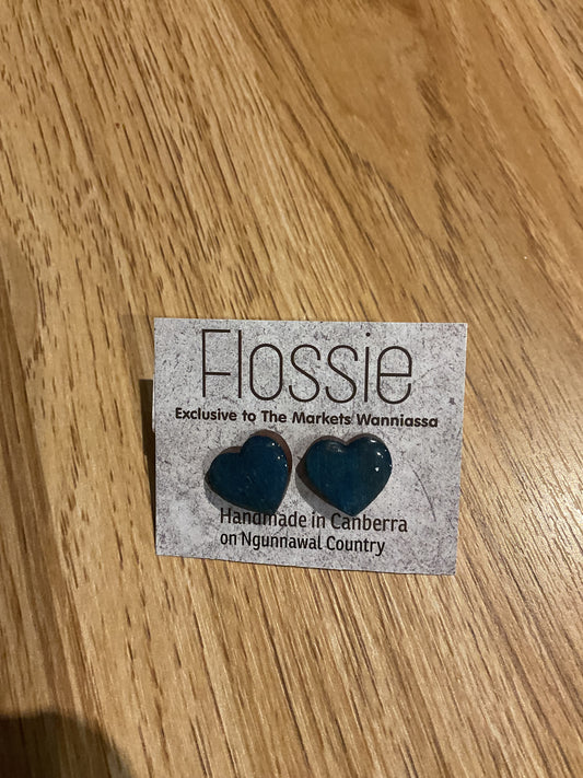 *Earrings Resin Hearts Purple Studs