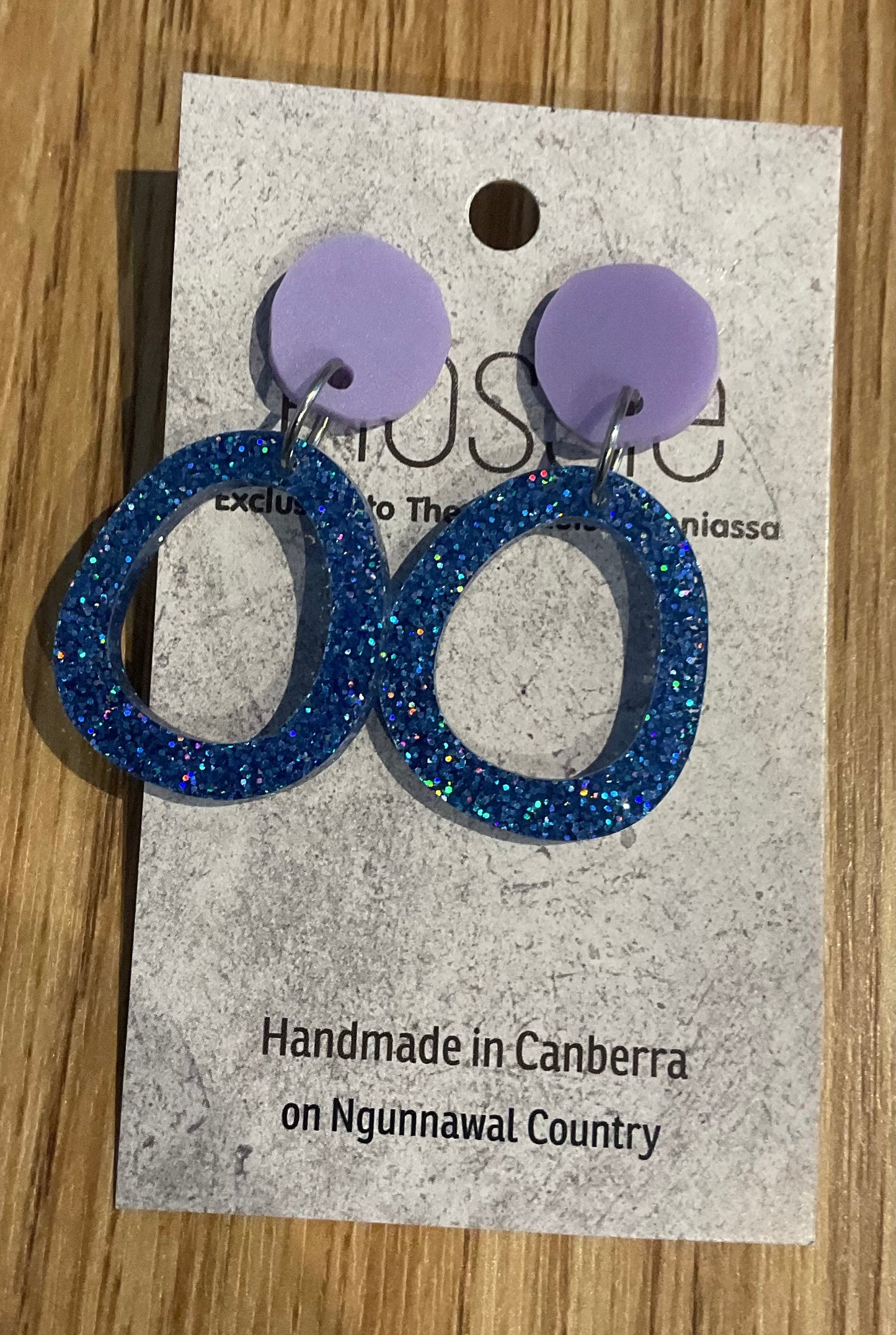 *Earrings Acrylic Blue Glitter Dangles