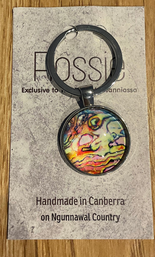 *Glass Dome Keychain Silver