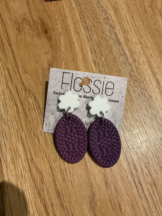 *Earrings Purple Woven Oval Dangles