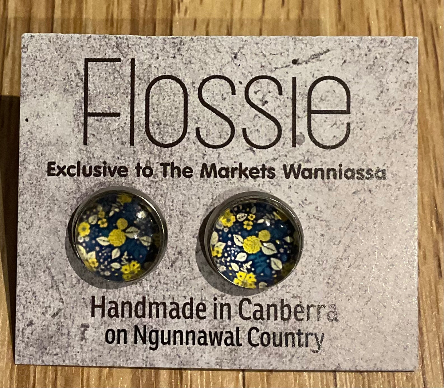 *Earrings Yellow Floral Glass Studs