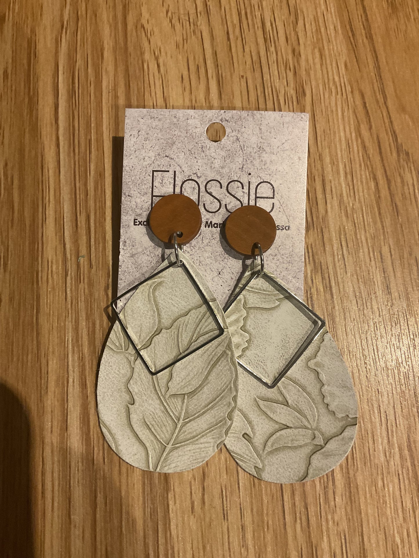 *Earrings Faux Leather Dangles Square