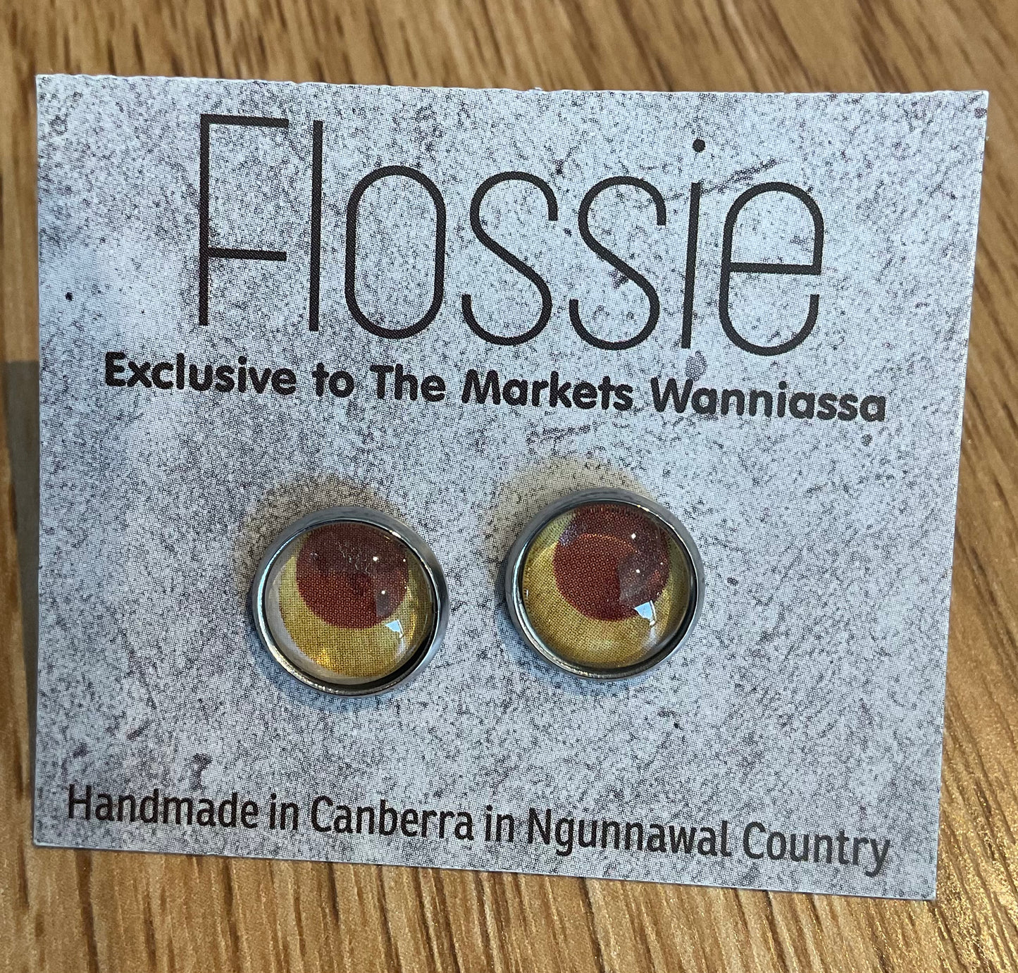 *Earrings Earthy Round Glass Studs