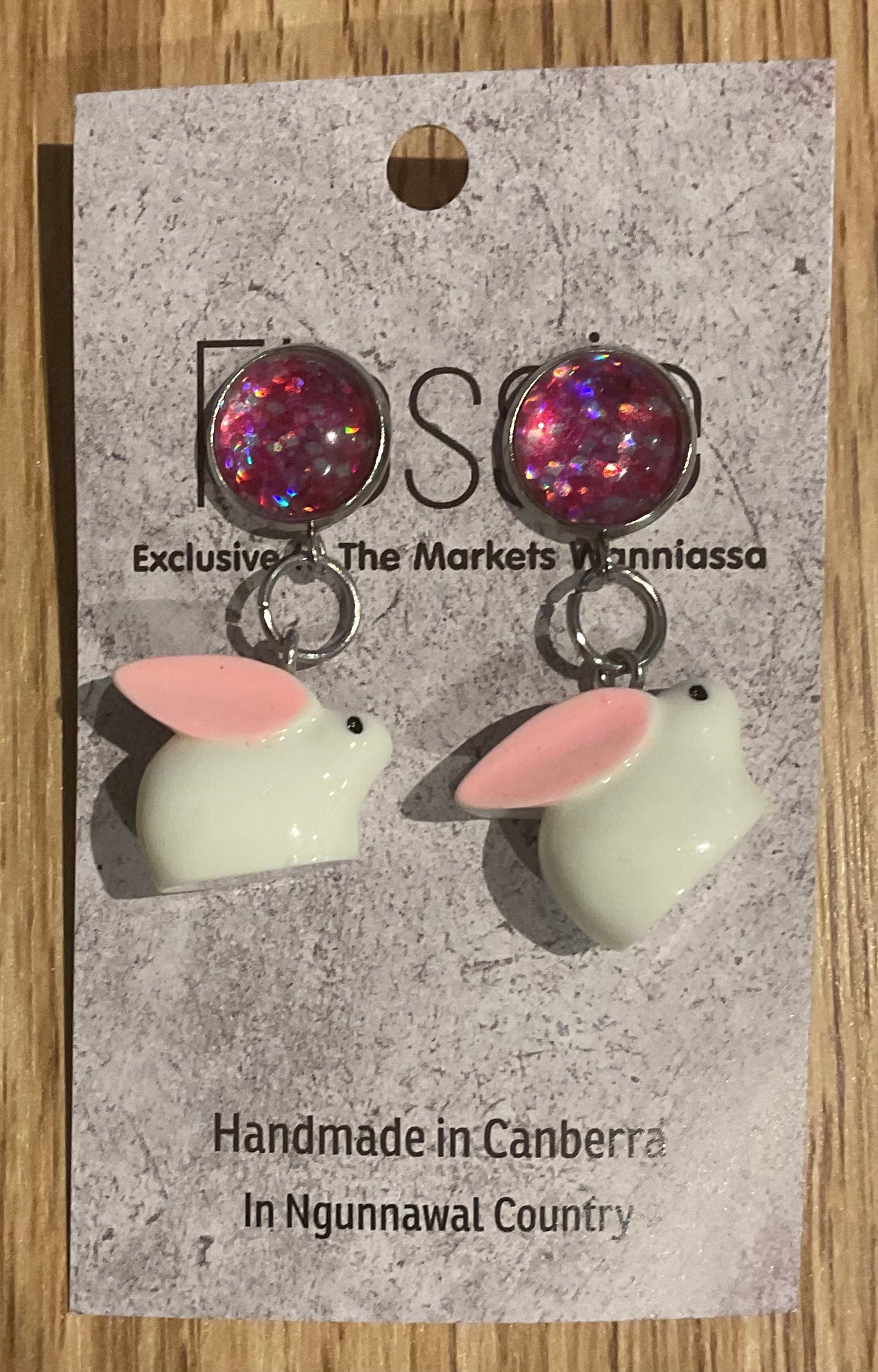 *Earring White Rabbit Dangles
