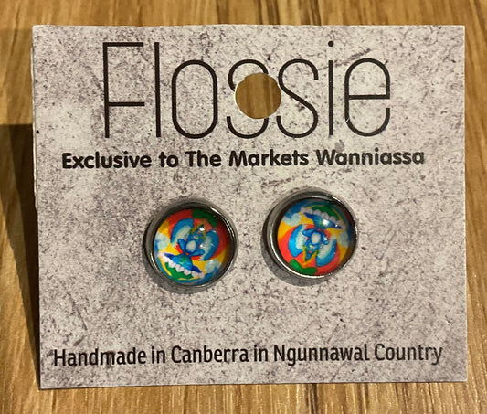 *Earrings Printed Glass Dome Studs