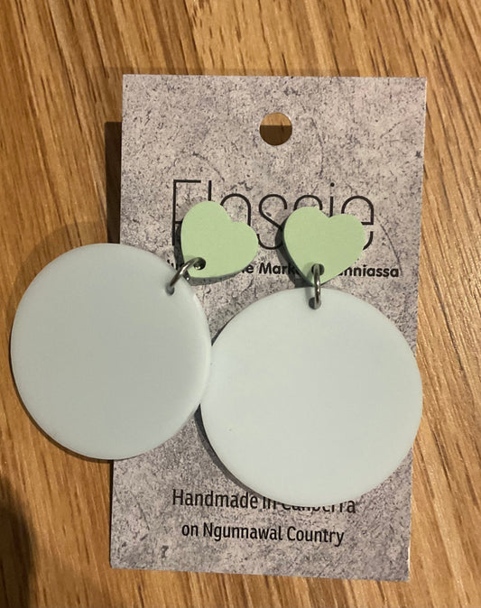 *Earrings 4cm Round Pale Blue Dangles