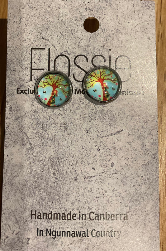 *Earrings Spiky Tree Glass Studs