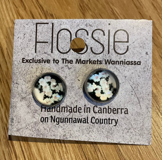 *Earrings Flowers Glass Dome Studs