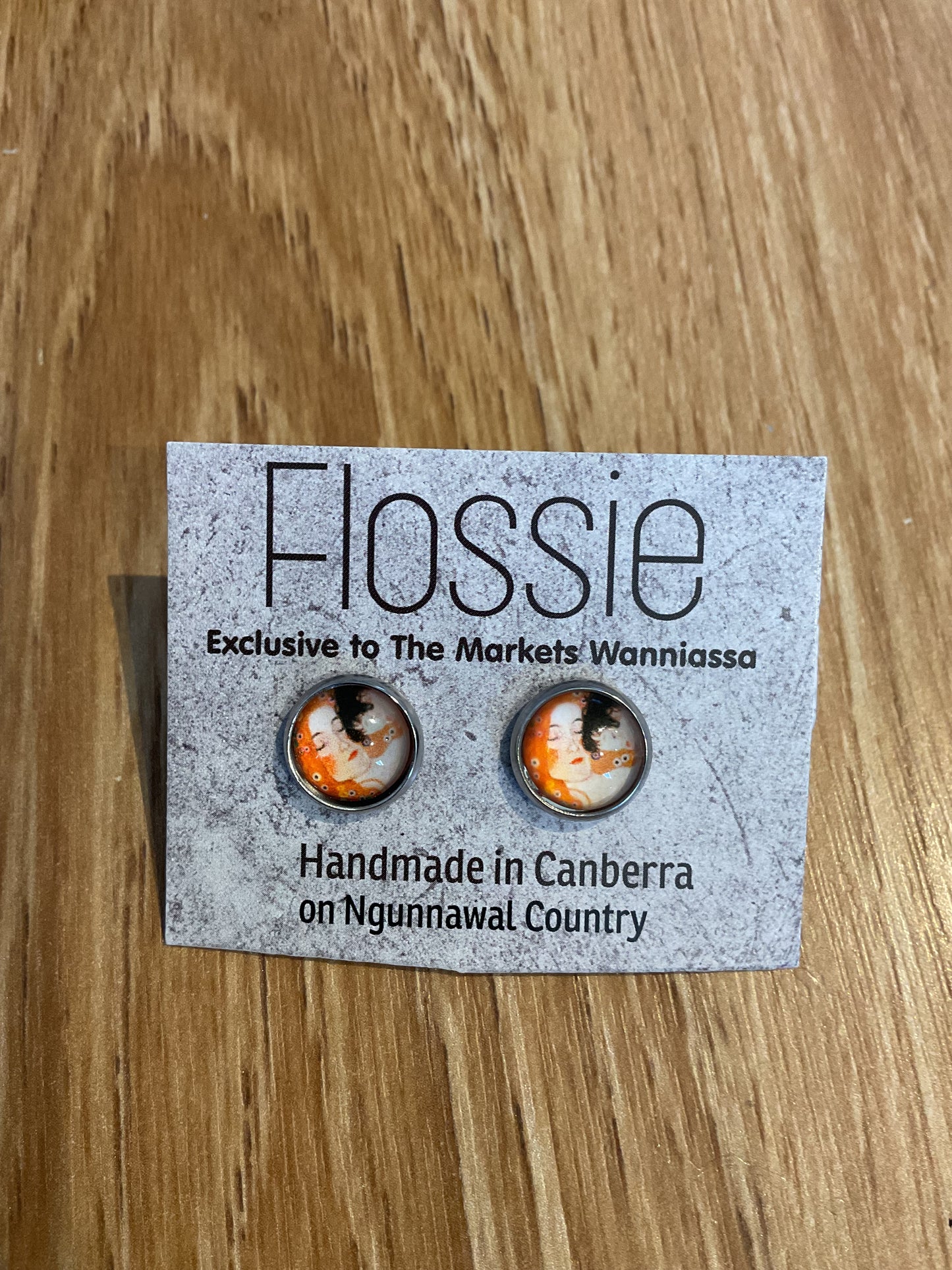 *Earrings Faces Glass Dome Studs