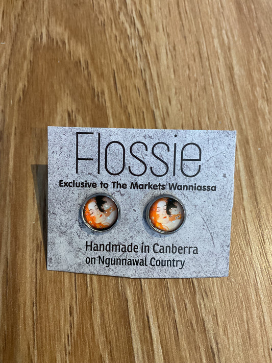*Earrings Faces Glass Dome Studs
