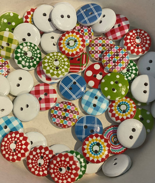 *Loose Buttons - Wooden Printed Patterns