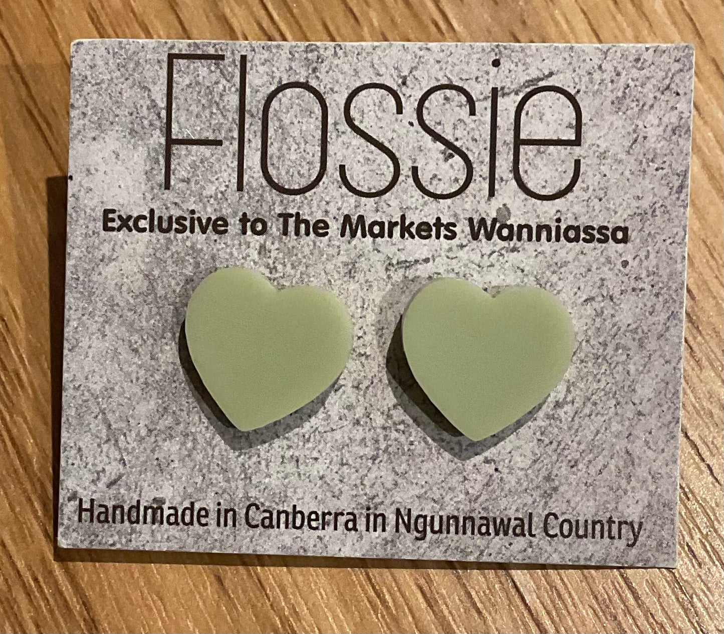 *Earrings Light Olive Heart Studs
