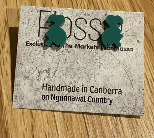 *Earrings Green Flamingo Studs