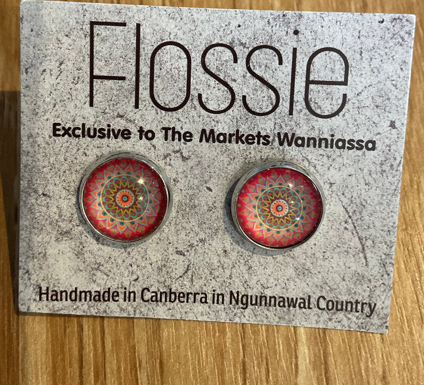 *Earrings Mandala Glass Dome Studs