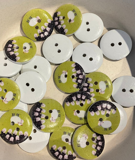 *Loose Buttons -Wooden Sheep Print