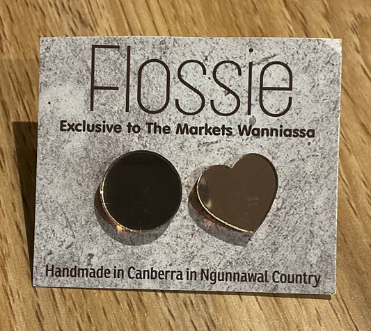 *Earrings Round/Heart Gold Mirror Studs