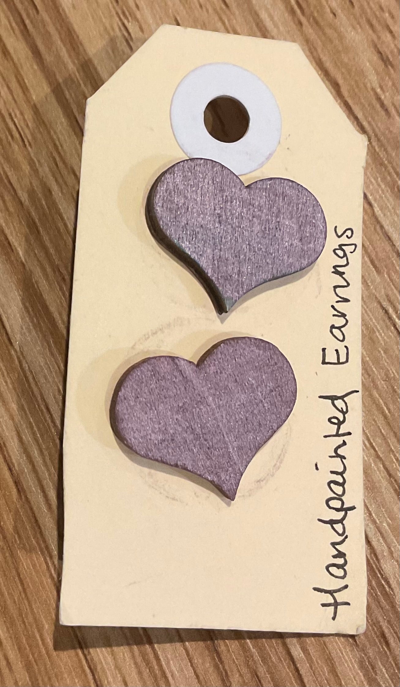 *Earrings Hand Painted Bronze Heart Studs