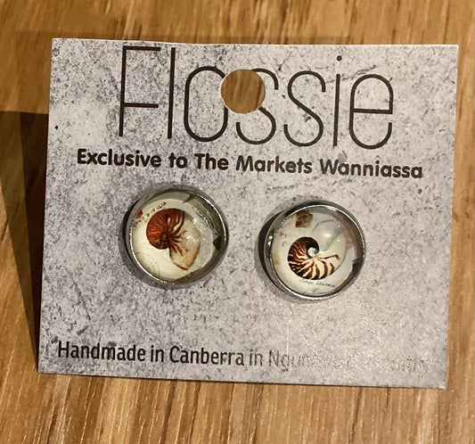*Earrings Seashell Glass Studs